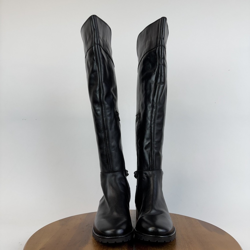Womens Kurt Geiger London Vito Black Leather Chain Over The Knee Boots Size 8.5 - Picture 3 of 9